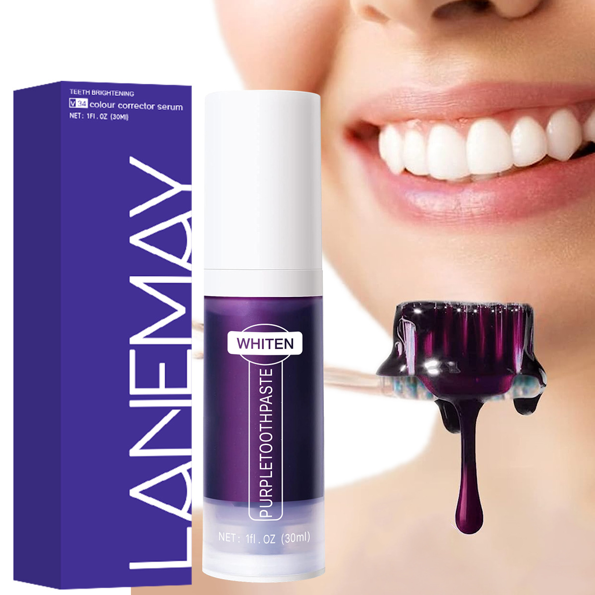 Purple Toothpaste Color Correc - Teeth Whitening Yellow Teeth 评论和价格